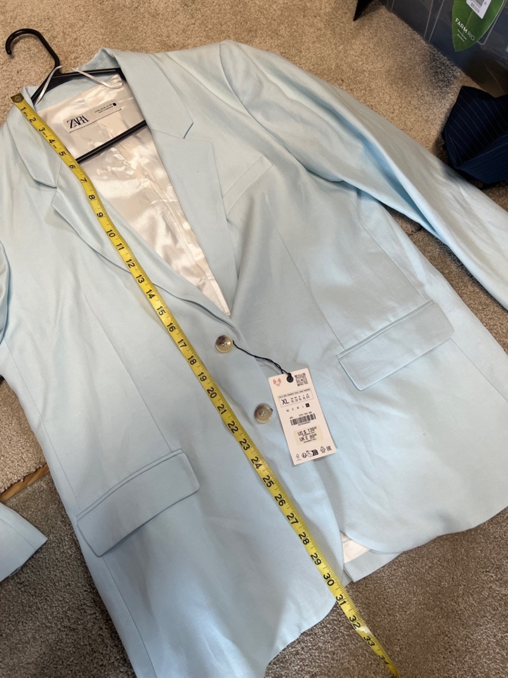 Zara Pastel Blue Single-Breasted Blazer - Picture 4 of 11